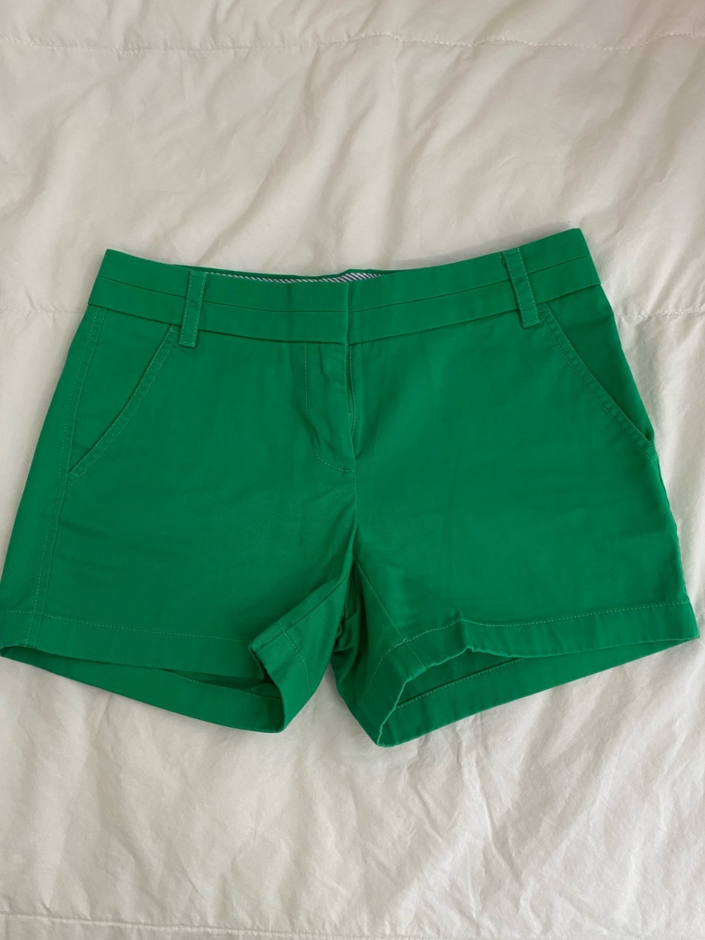 J. Crew Bright Green High-Rise Chino Shorts